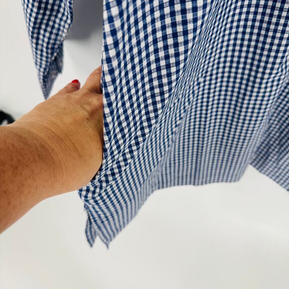 Coolibar Blue Gingham UPF 50+ Button Shirt Hooded Sun Protection XXL - Picture 6 of 8